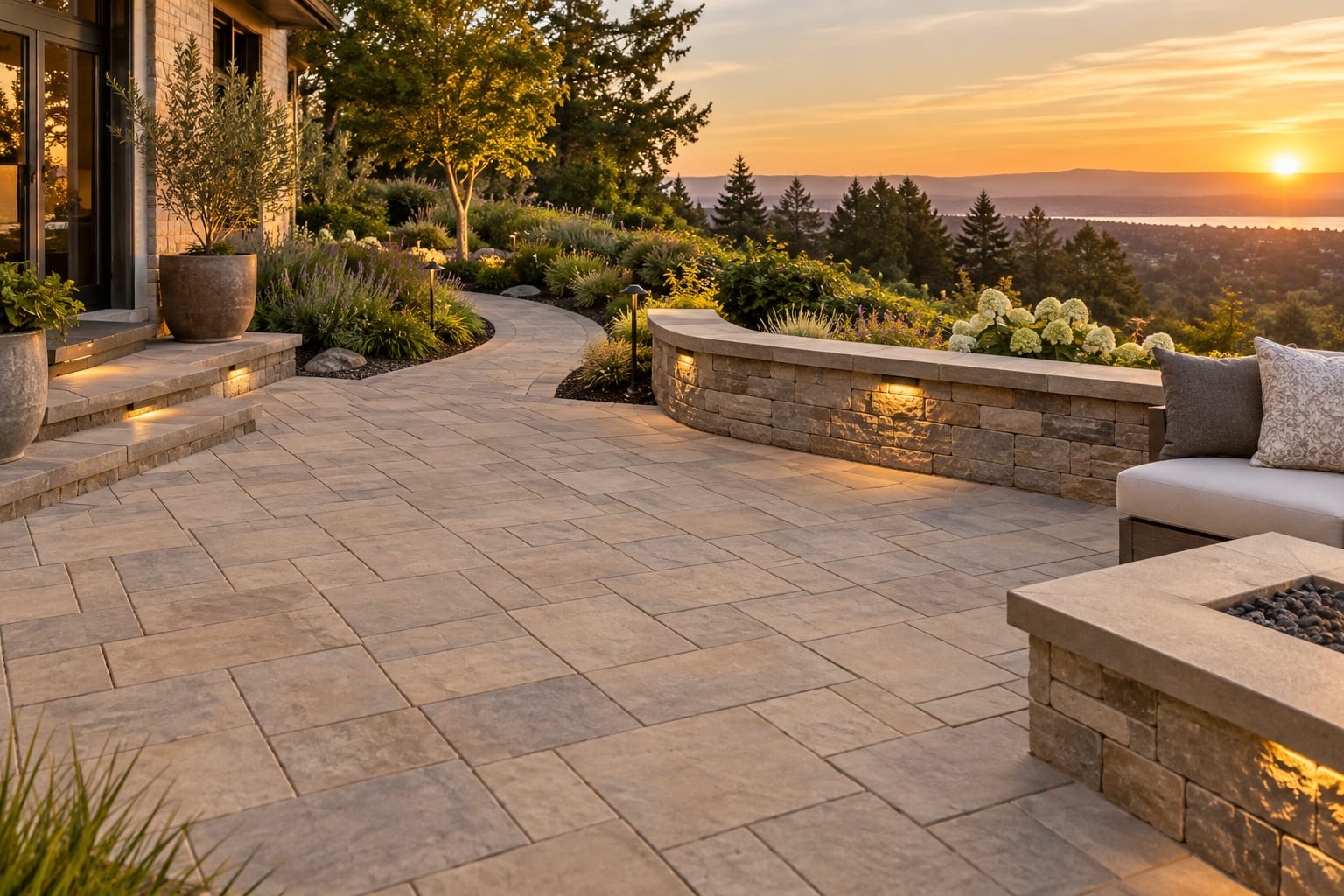 Illustrative AI patio image used in the fictional Forma website concept.